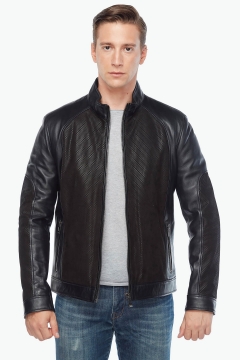 Черное замшевое мужское пальто из натуральной кожи