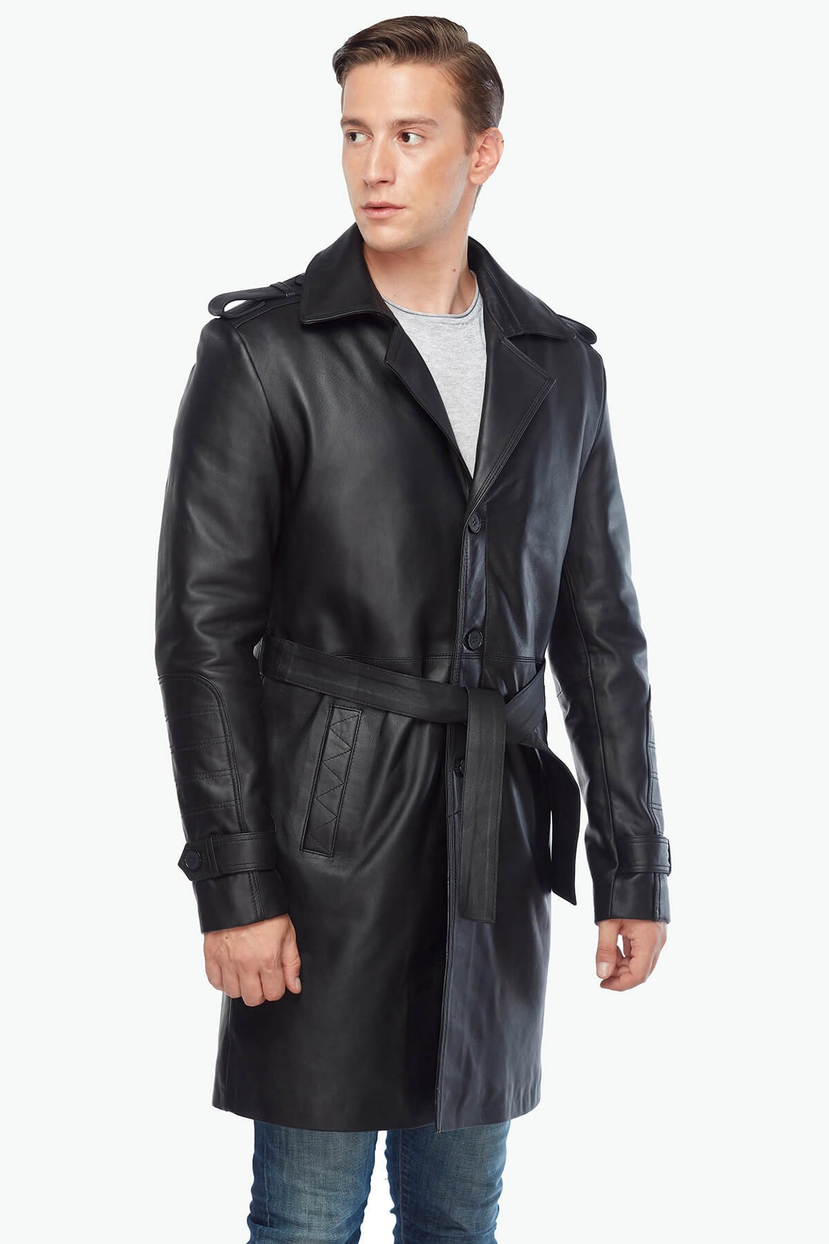Мужское пальто Matrix из натуральной кожи, черное