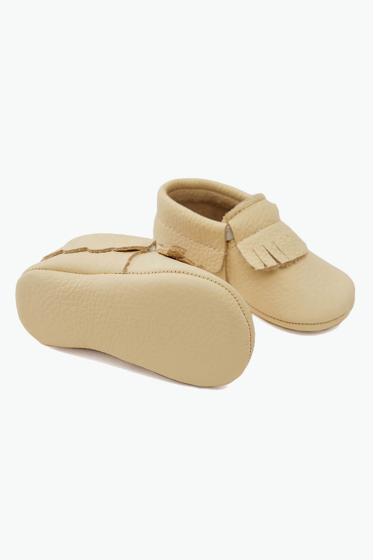 Кремовая эластичная детская обувь из натуральной кожи
