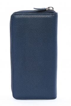 Бумажник из натуральной кожи с отделением для телефона темно-синий