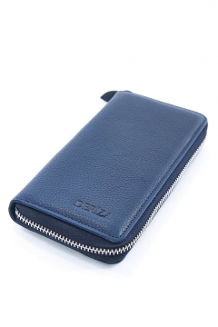 Бумажник из натуральной кожи с отделением для телефона темно-синий